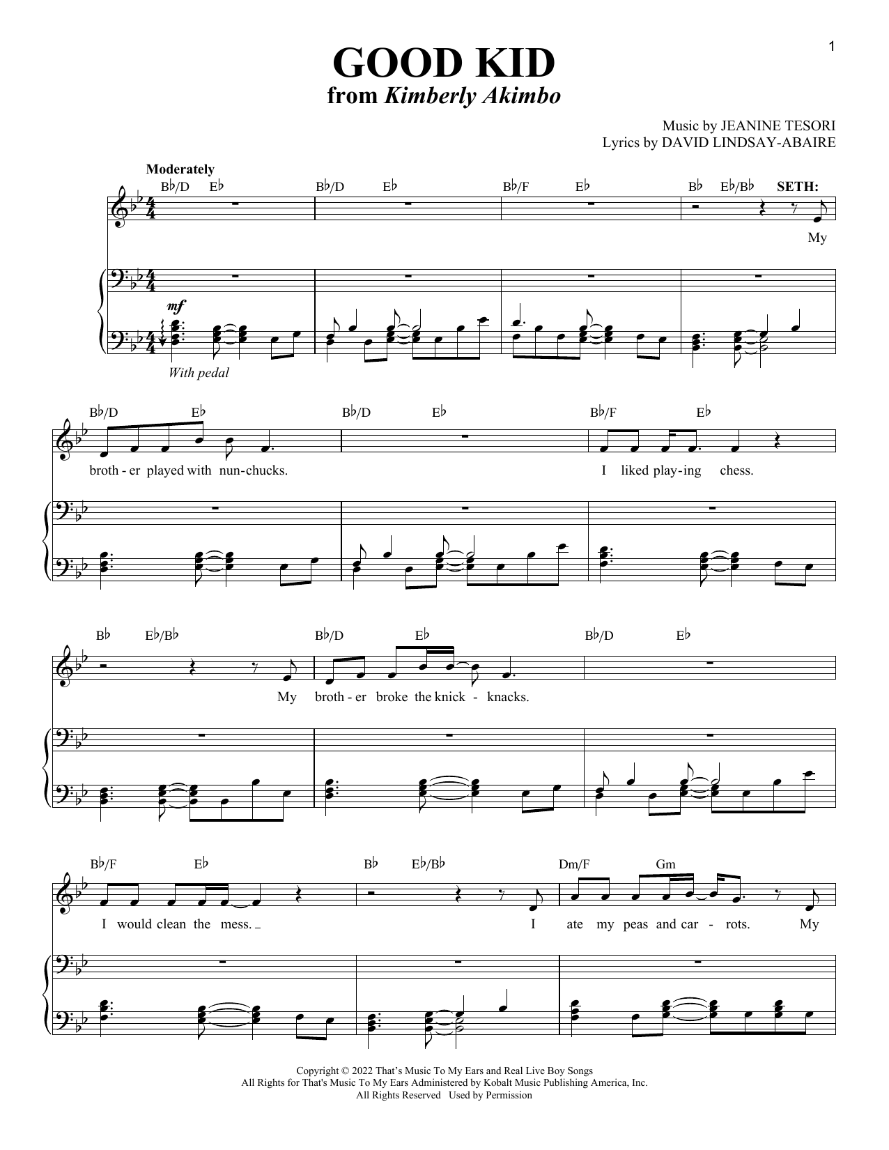 David Lindsay-Abaire and Jeanine Tesori Good Kid (from Kimberly Akimbo) sheet music notes and chords. Download Printable PDF.