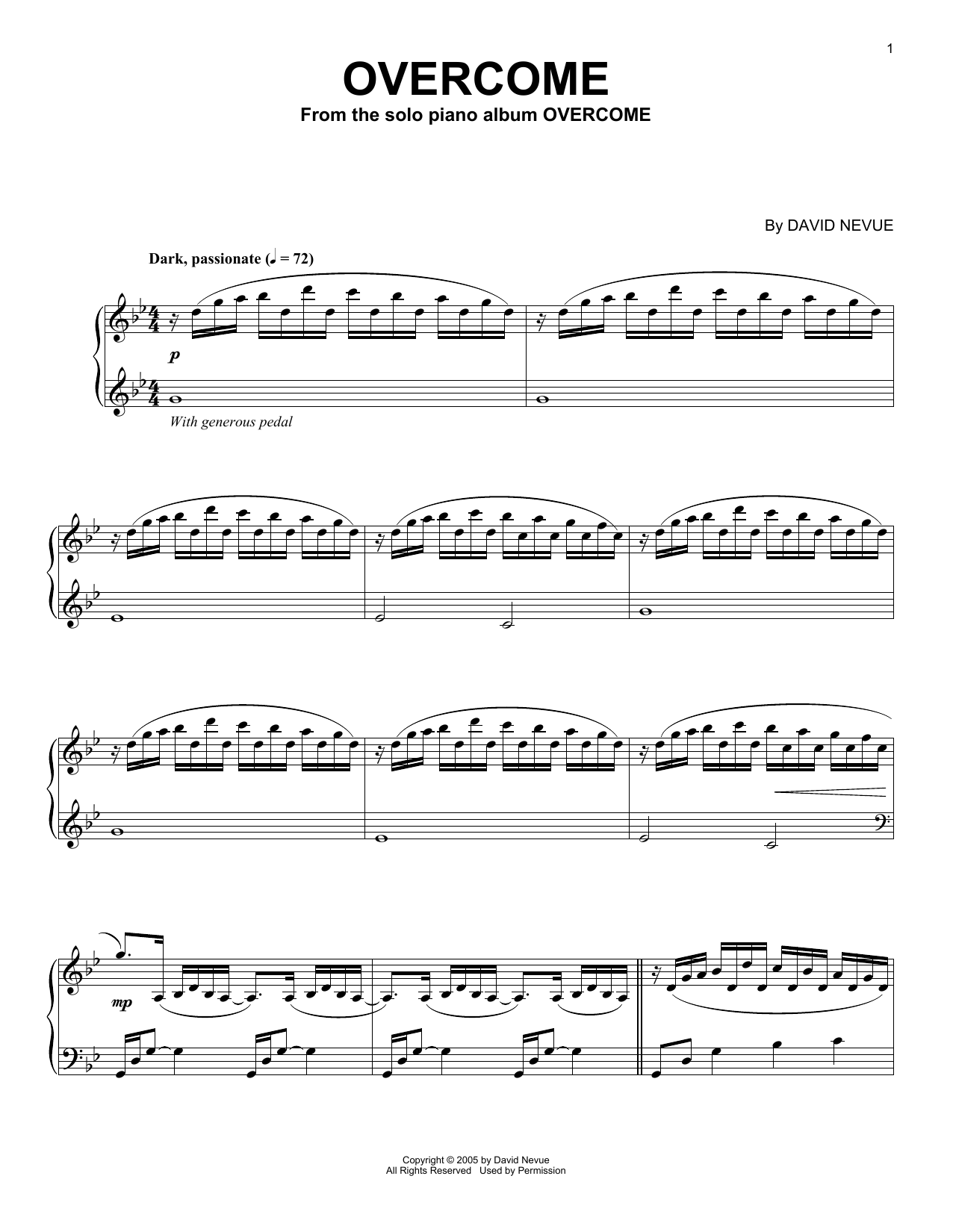 David Nevue Overcome sheet music notes and chords. Download Printable PDF.