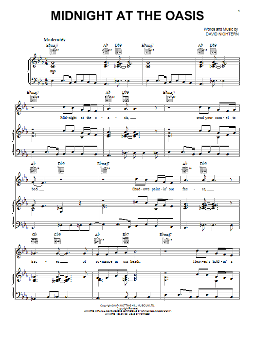 David Nichtern Midnight At The Oasis sheet music notes and chords. Download Printable PDF.