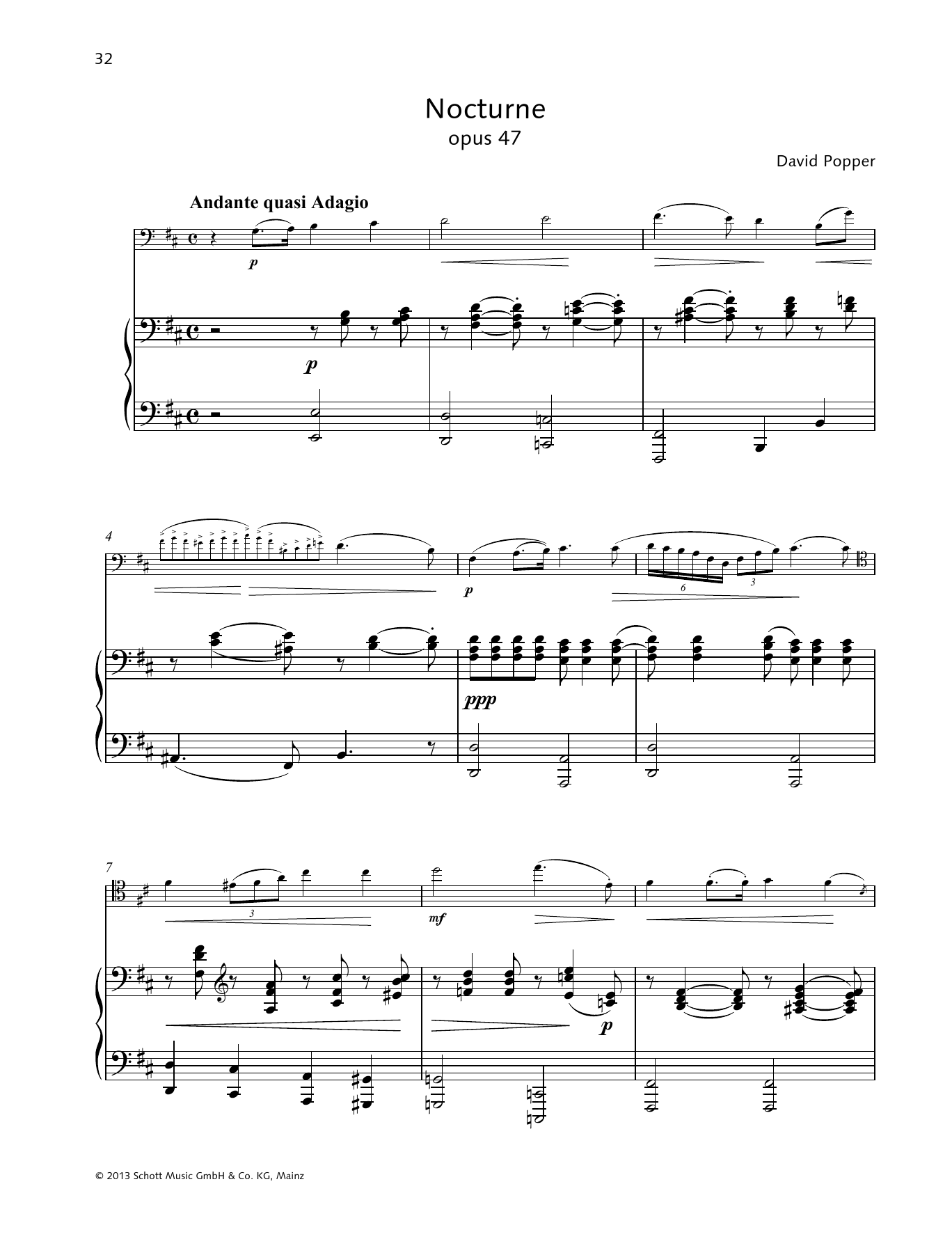 Learn to play Dávid Popper Nocturne sheet music for String Solo in minutes. Price: 4.4900$ Dávid Popper Nocturne sheet music notes and chords arranged for String Solo