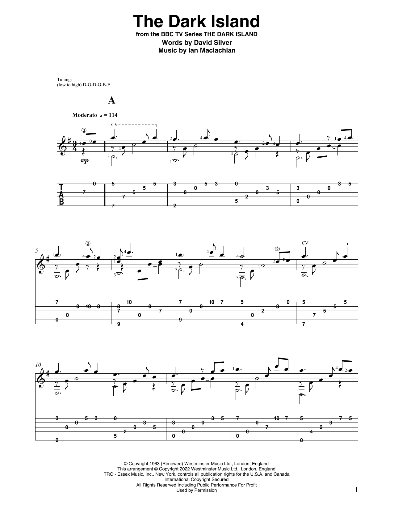 David Silver The Dark Island (from the BBC Series The Dark Island) (arr. David Jaggs) sheet music notes and chords. Download Printable PDF.