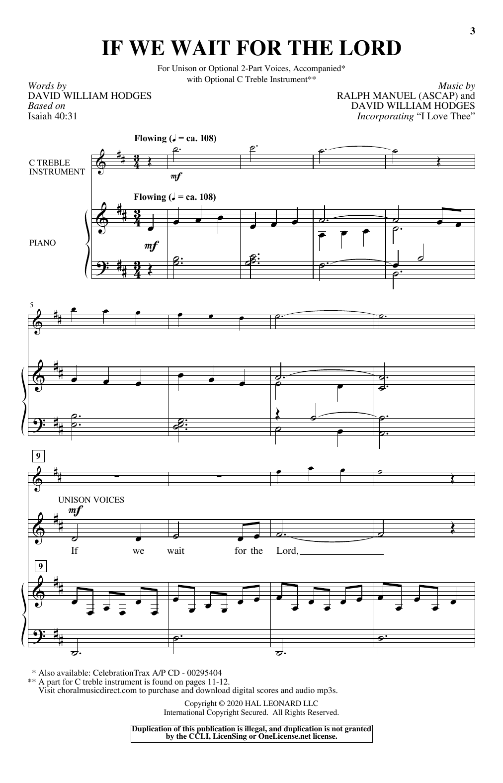 David William Hodges and Ralph Manuel If We Wait For The Lord sheet music notes and chords. Download Printable PDF.