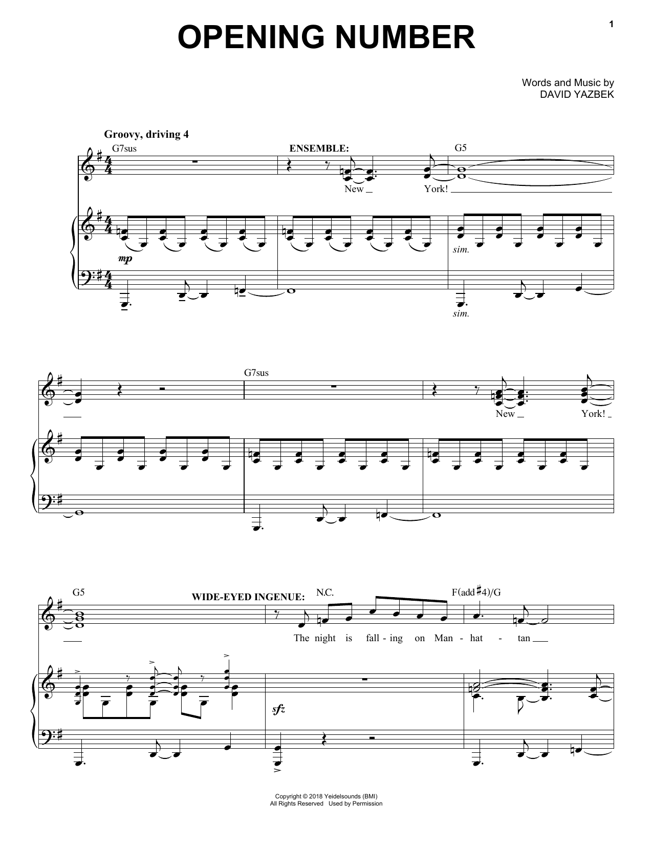 Learn to play David Yazbek Opening Number (from the musical Tootsie) sheet music for Piano & Vocal in minutes. Price: 7.8900$ David Yazbek Opening Number (from the musical Tootsie) sheet music notes and chords arranged for Piano & Vocal