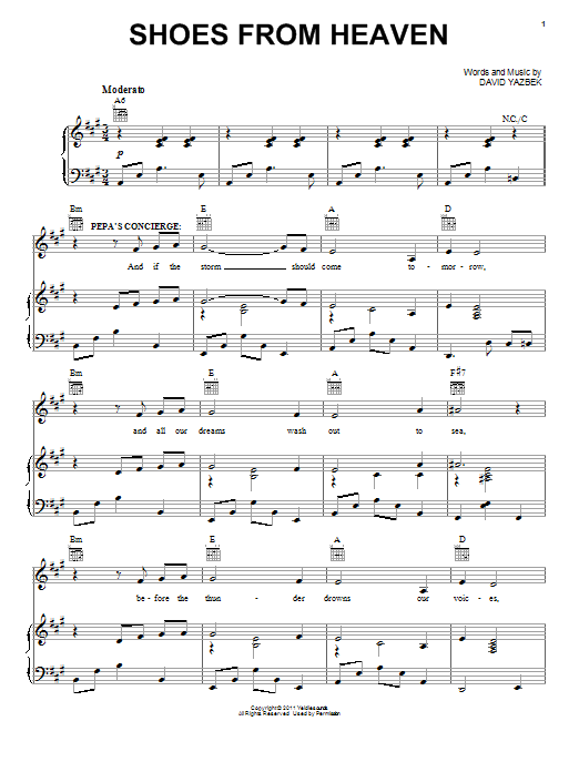 David Yazbek Shoes From Heaven sheet music notes and chords arranged for Piano, Vocal & Guitar Chords (Right-Hand Melody)