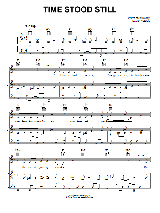 Learn to play David Yazbek Time Stood Still sheet music for Piano, Vocal & Guitar Chords (Right-Hand Melody) in minutes. Price: 7.8900$ David Yazbek Time Stood Still sheet music notes and chords arranged for Piano, Vocal & Guitar Chords (Right-Hand Melody)