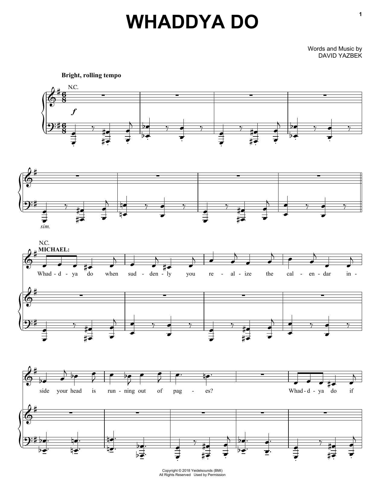 David Yazbek Whaddya Do (from the musical Tootsie) sheet music notes and chords. Download Printable PDF.