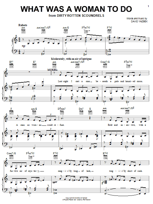 David Yazbek What Was A Woman To Do sheet music notes and chords. Download Printable PDF.