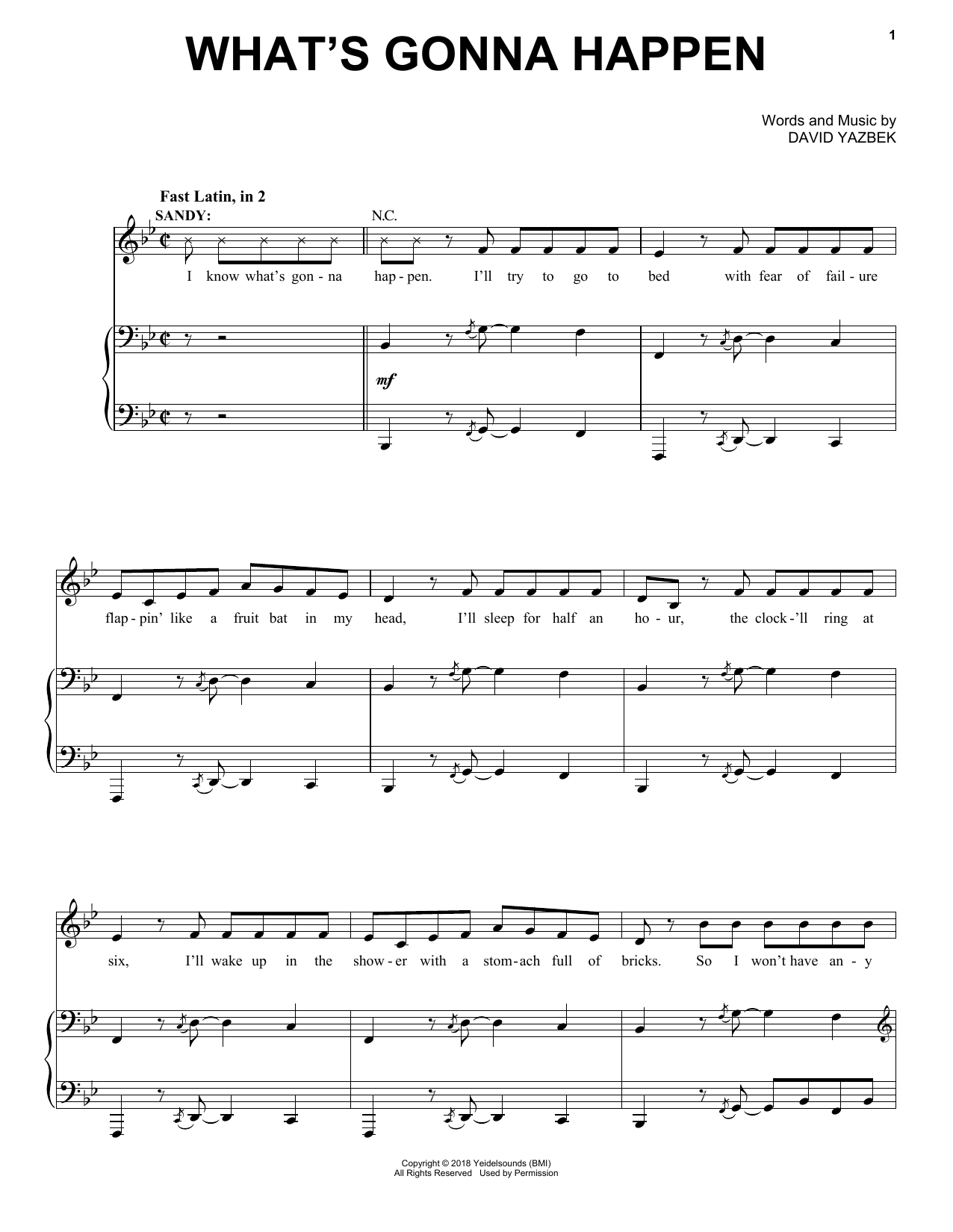 David Yazbek What's Gonna Happen (from the musical Tootsie) sheet music notes and chords. Download Printable PDF.