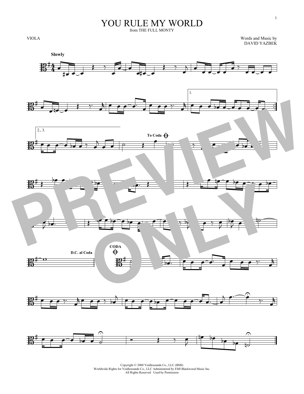 Learn to play David Yazbek You Rule My World sheet music for Viola Solo in minutes. Price: 6.9900$ David Yazbek You Rule My World sheet music notes and chords arranged for Viola Solo