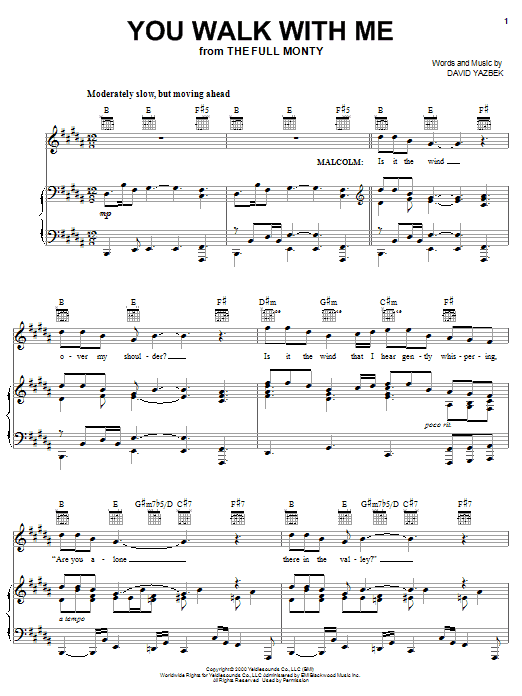 David Yazbek You Walk With Me sheet music notes and chords. Download Printable PDF.