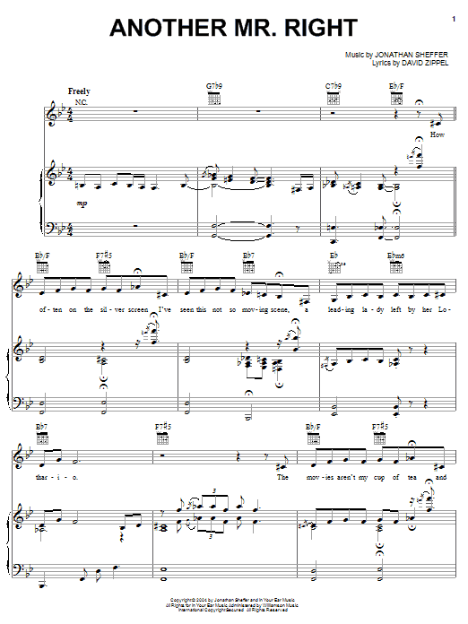 Learn to play David Zippel Another Mr. Right sheet music for Piano, Vocal & Guitar Chords (Right-Hand Melody) in minutes. Price: 7.8900$ David Zippel Another Mr. Right sheet music notes and chords arranged for Piano, Vocal & Guitar Chords (Right-Hand Melody)