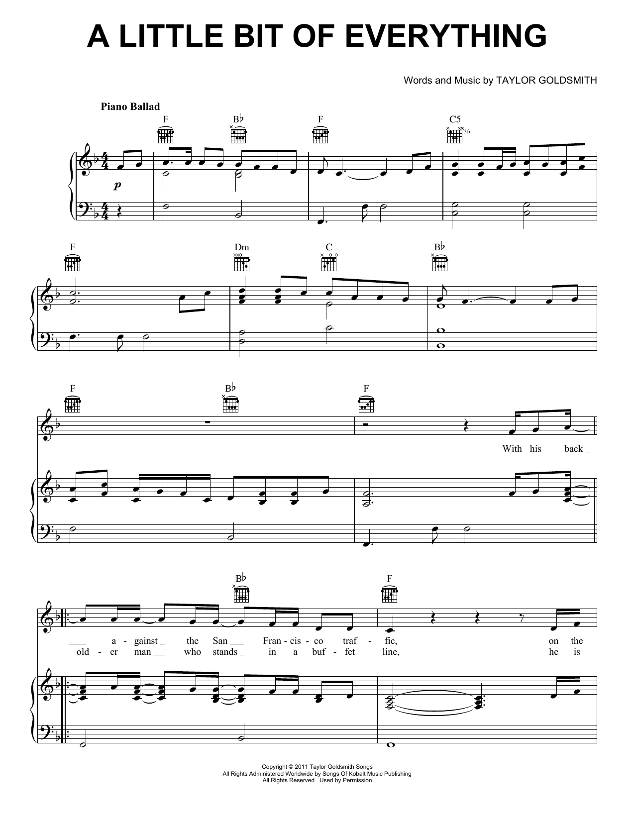 Dawes A Little Bit Of Everything sheet music notes and chords. Download Printable PDF.