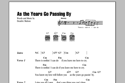 Deadric Malone As The Years Go Passing By sheet music notes and chords. Download Printable PDF.