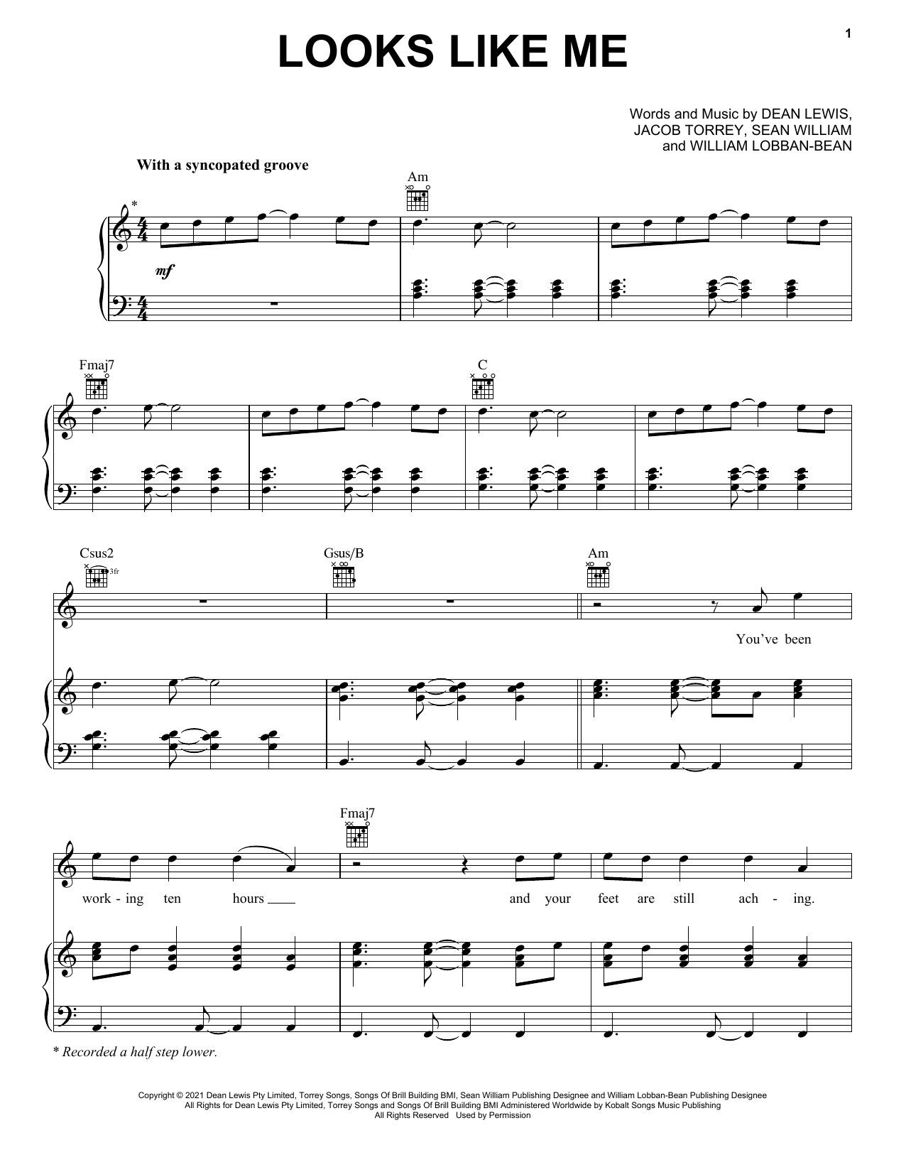 Learn to play Dean Lewis Looks Like Me sheet music for Piano, Vocal & Guitar Chords (Right-Hand Melody) in minutes. Price: 7.8900$ Dean Lewis Looks Like Me sheet music notes and chords arranged for Piano, Vocal & Guitar Chords (Right-Hand Melody)