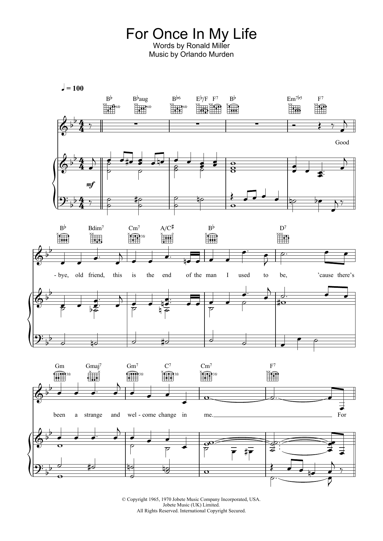 Learn to play Dean Martin For Once In My Life sheet music for Piano, Vocal & Guitar Chords in minutes. Price: 7.8900$ Dean Martin For Once In My Life sheet music notes and chords arranged for Piano, Vocal & Guitar Chords