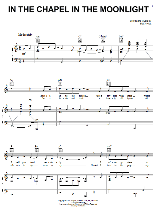 Dean Martin In The Chapel In The Moonlight sheet music notes and chords. Download Printable PDF.