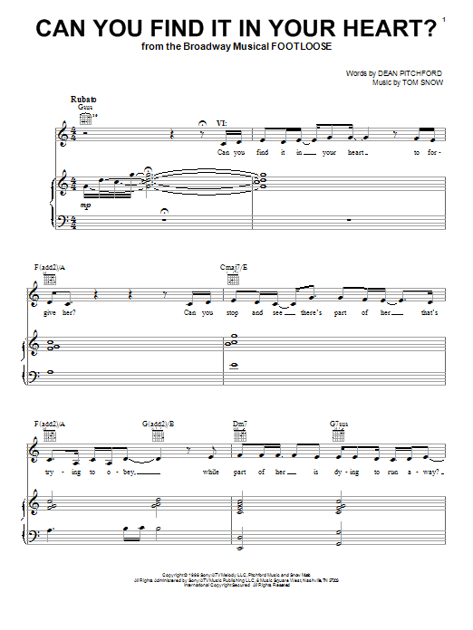 Dean Pitchford Can You Find It In Your Heart? sheet music notes and chords. Download Printable PDF.