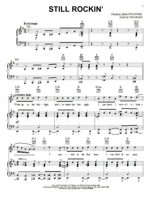 Learn to play Dean Pitchford Still Rockin' sheet music for Piano, Vocal & Guitar Chords (Right-Hand Melody) in minutes. Price: 7.8900$ Dean Pitchford Still Rockin' sheet music notes and chords arranged for Piano, Vocal & Guitar Chords (Right-Hand Melody)