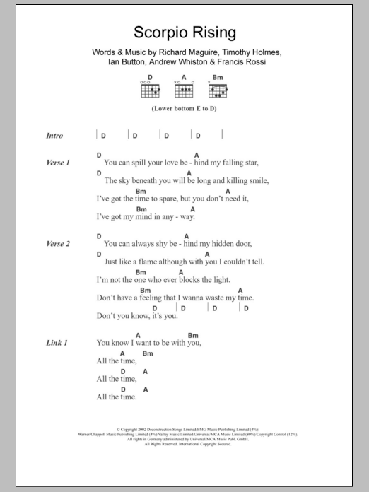 Death In Vegas Scorpio Rising sheet music notes and chords. Download Printable PDF.