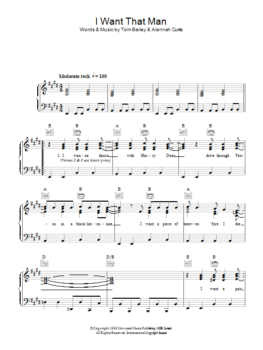 Deborah Harry I Want That Man sheet music notes and chords. Download Printable PDF.