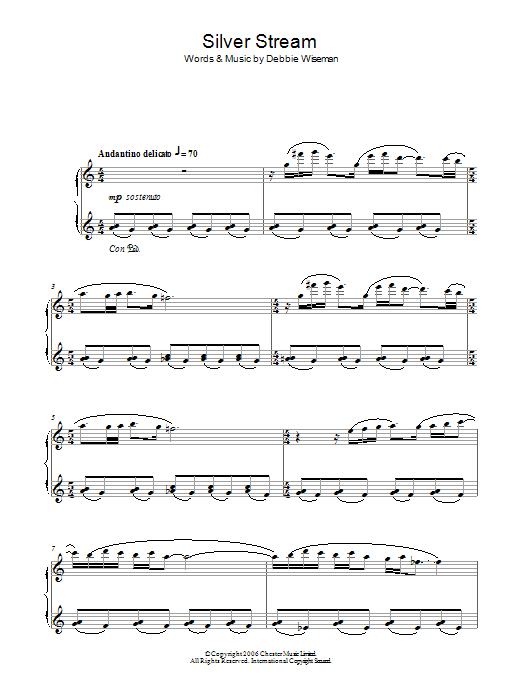 Learn to play Debbie Wiseman Silver Stream sheet music for Piano Solo in minutes. Price: 7.8900$ Debbie Wiseman Silver Stream sheet music notes and chords arranged for Piano Solo