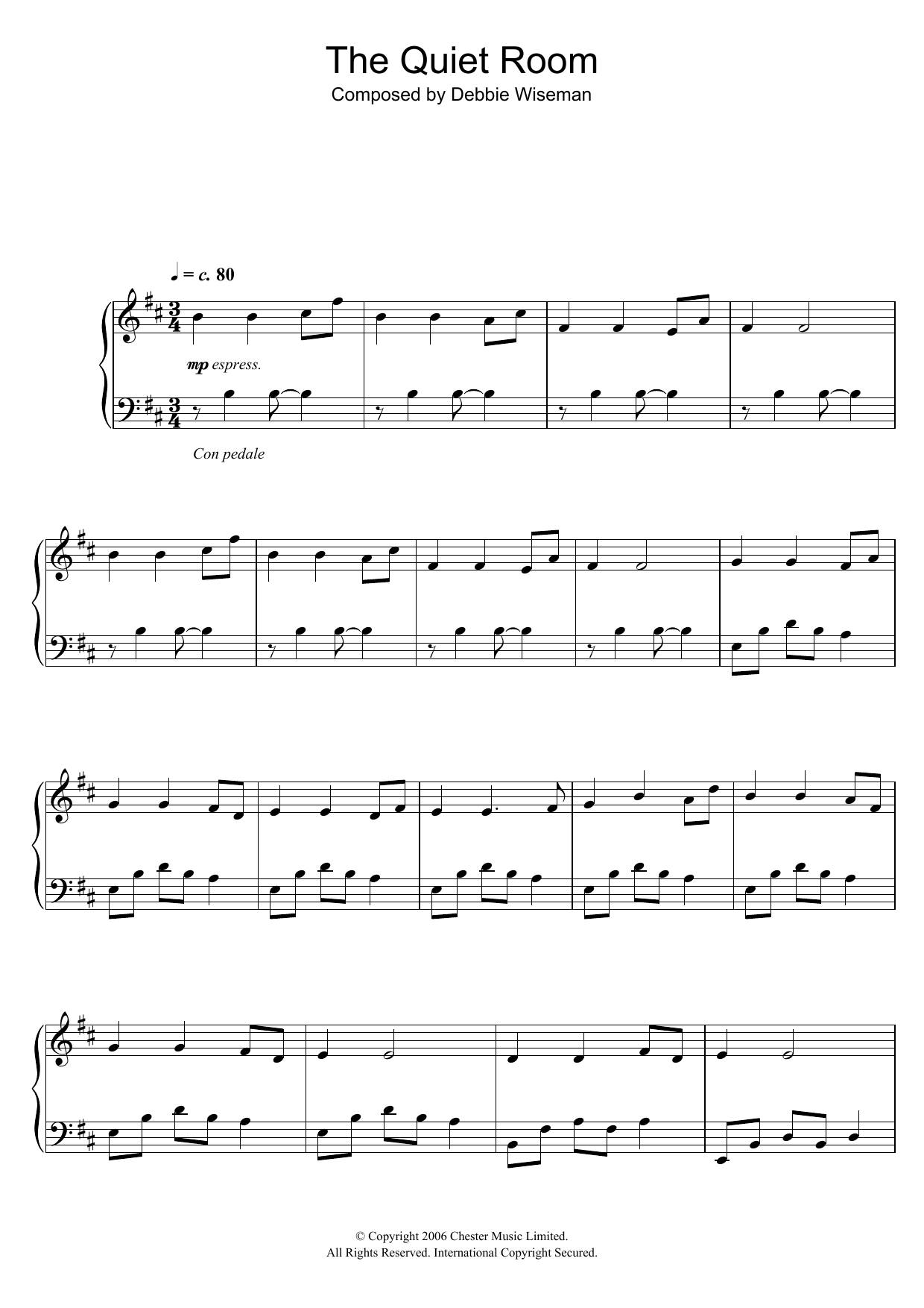 Debbie Wiseman The Quiet Room sheet music notes and chords. Download Printable PDF.