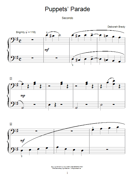 Learn to play Deborah Brady Puppets' Parade sheet music for Piano Duet in minutes. Price: 7.8900$ Deborah Brady Puppets' Parade sheet music notes and chords arranged for Piano Duet