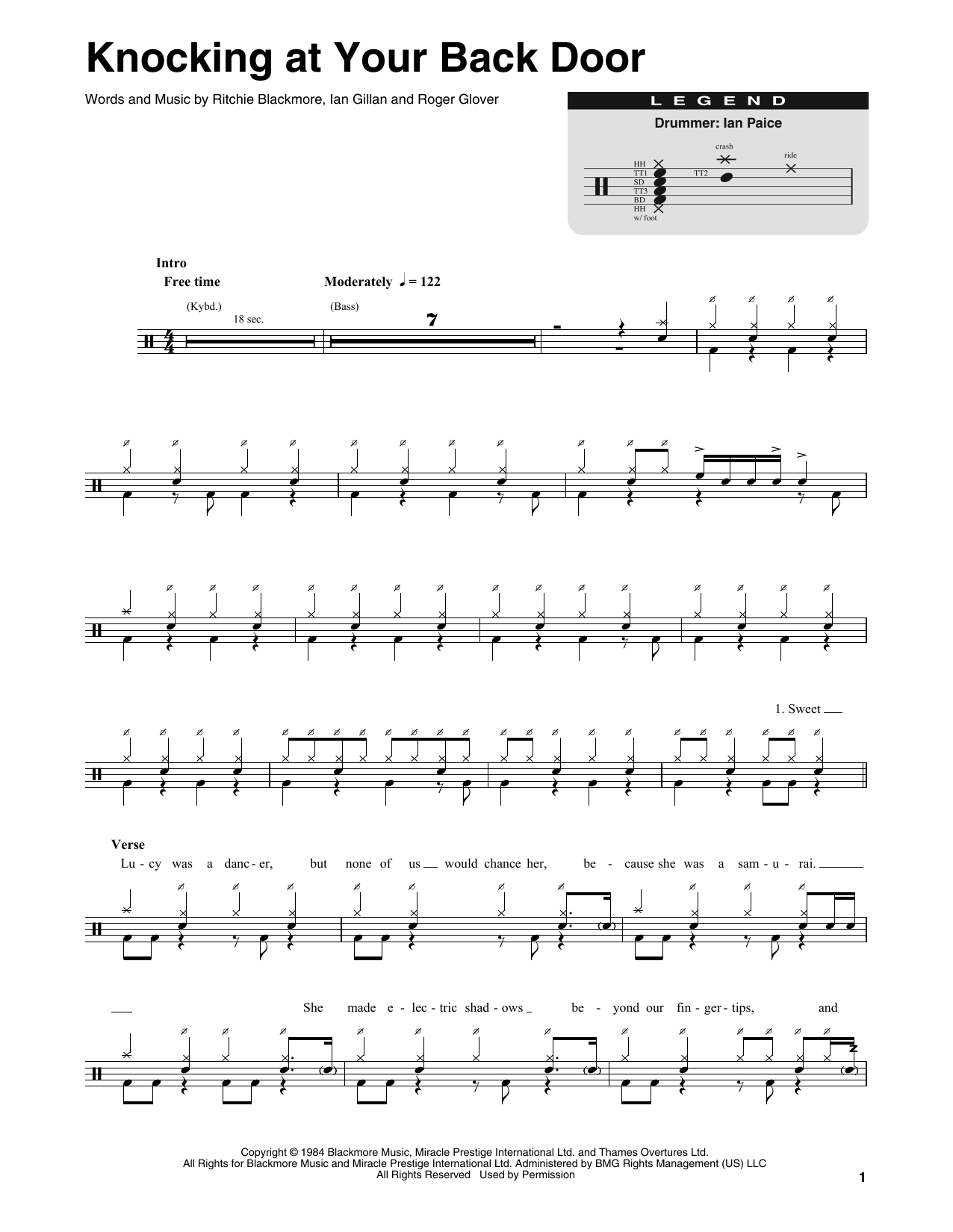 Deep Purple Knocking At Your Back Door sheet music notes and chords. Download Printable PDF.