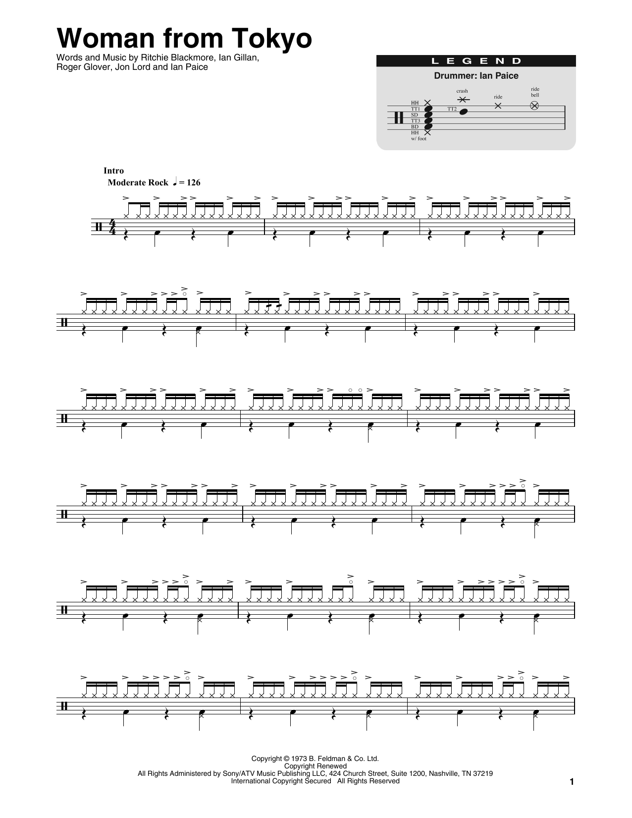 Deep Purple Woman From Tokyo sheet music notes and chords. Download Printable PDF.