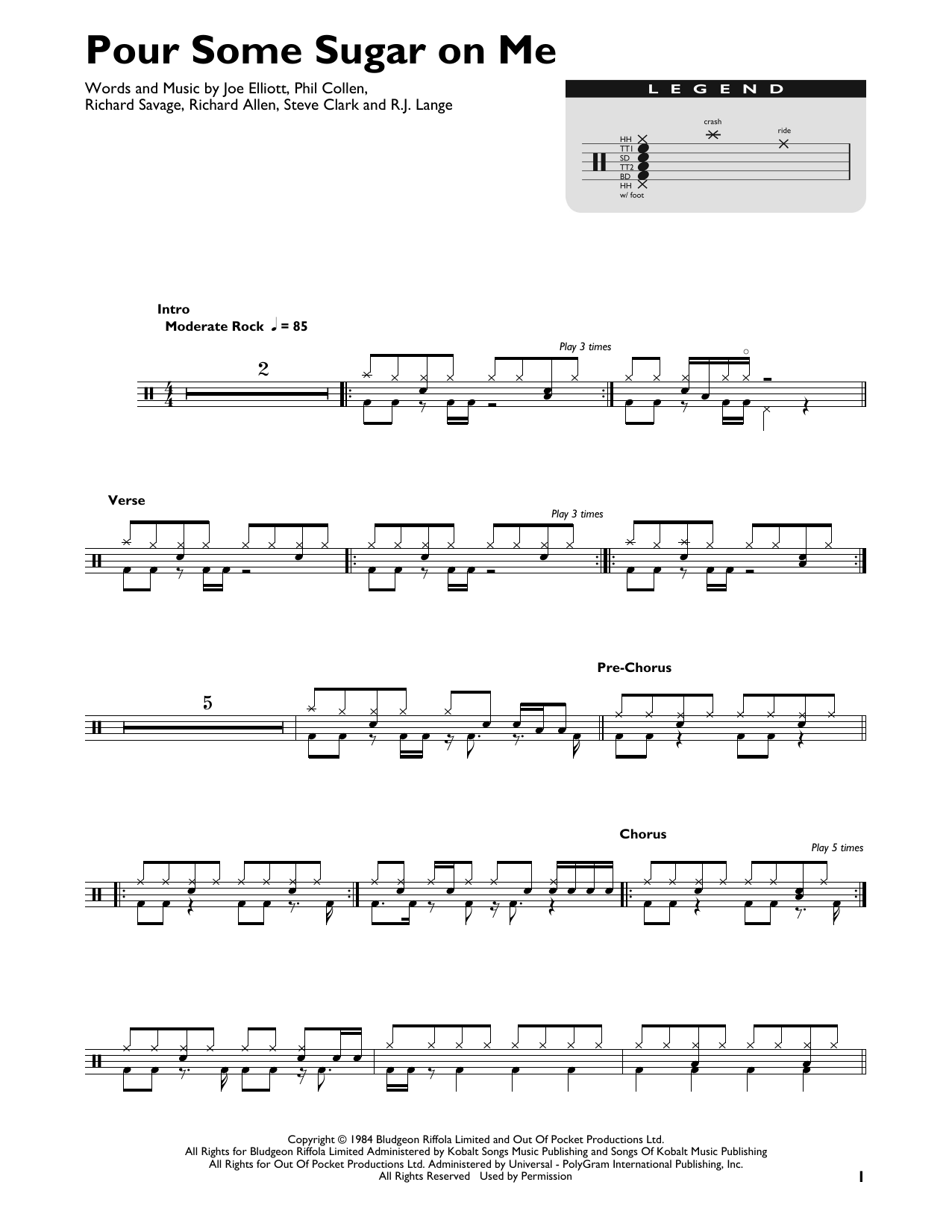 Def Leppard Pour Some Sugar On Me sheet music notes and chords. Download Printable PDF.