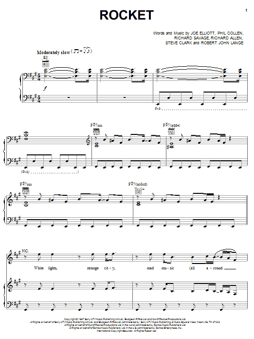 Def Leppard Rocket sheet music notes and chords arranged for Guitar Tab