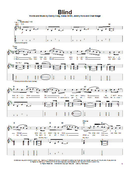 Learn to play Default Blind sheet music for Guitar Tab in minutes. Price: 7.8900$ Default Blind sheet music notes and chords arranged for Guitar Tab