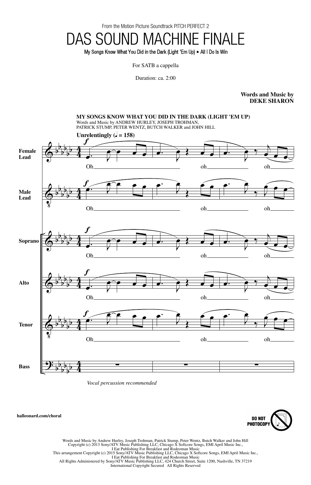 Deke Sharon Das Sound Machine Finale sheet music notes and chords. Download Printable PDF.