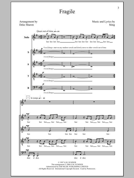 Deke Sharon Fragile sheet music notes and chords arranged for TTBB Choir