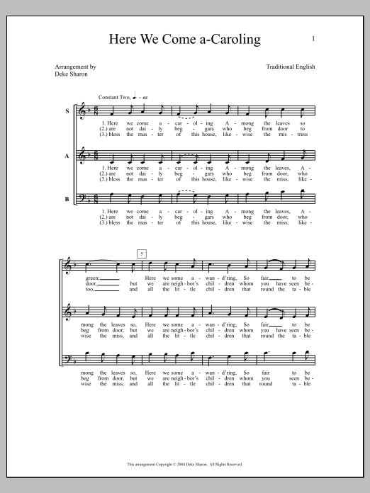 Deke Sharon Here We Come A-Caroling sheet music notes and chords. Download Printable PDF.