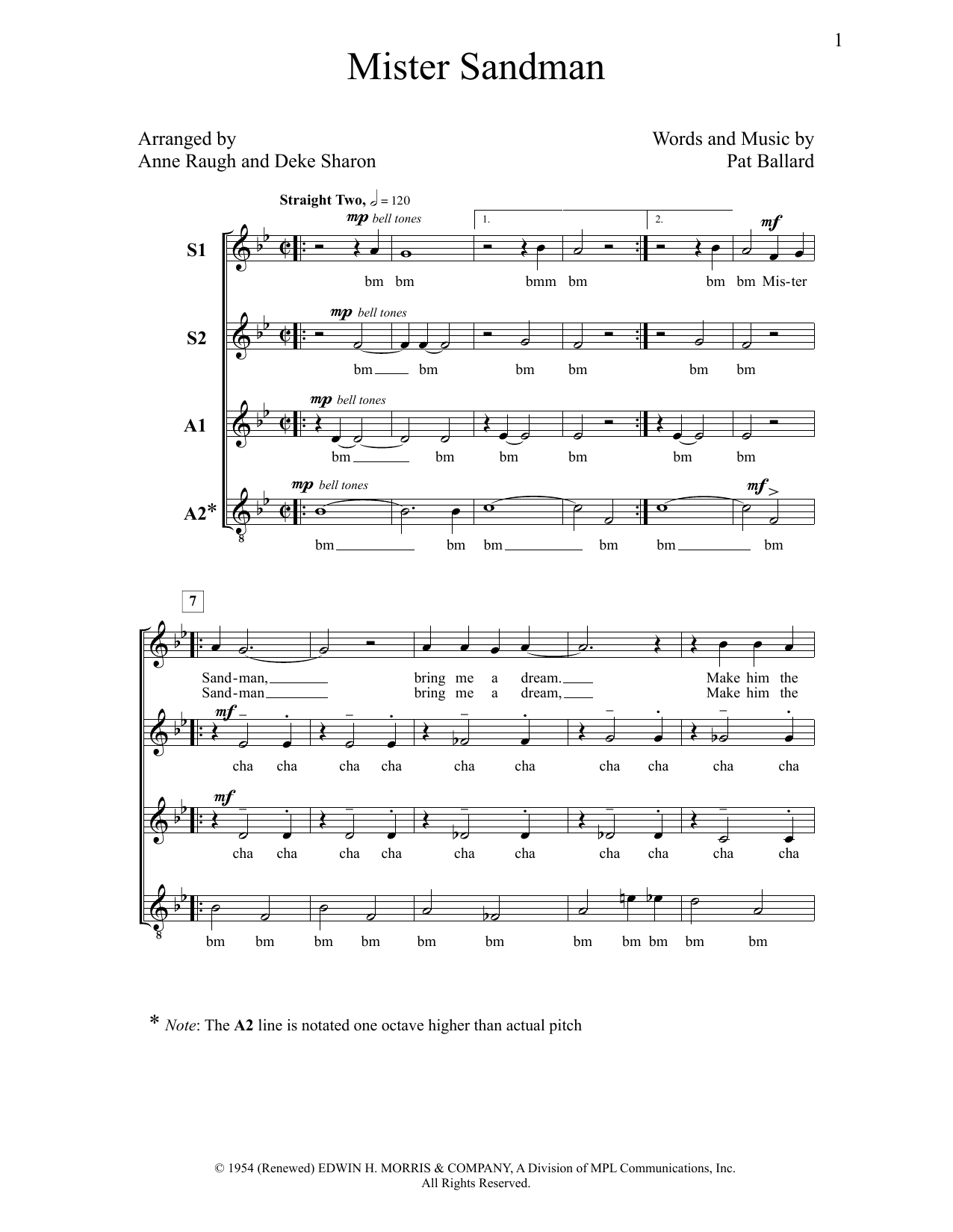 Deke Sharon Mister Sandman sheet music notes and chords. Download Printable PDF.