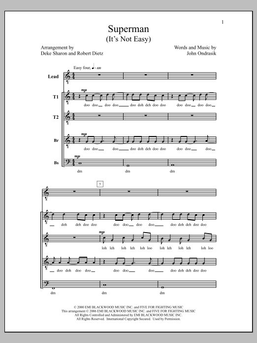 Deke Sharon Superman (it's Not Easy) sheet music notes and chords. Download Printable PDF.