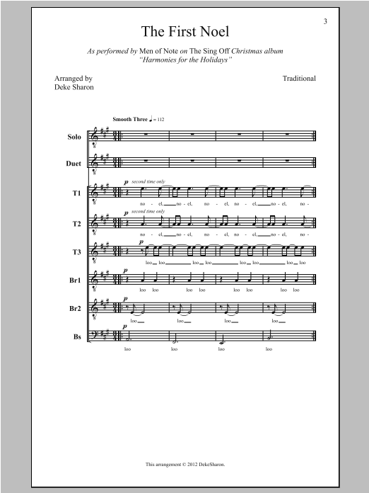 Deke Sharon The First Noel sheet music notes and chords arranged for TTBB Choir