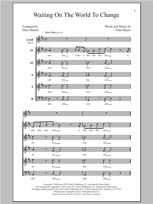 Deke Sharon Waiting On The World To Change sheet music notes and chords. Download Printable PDF.