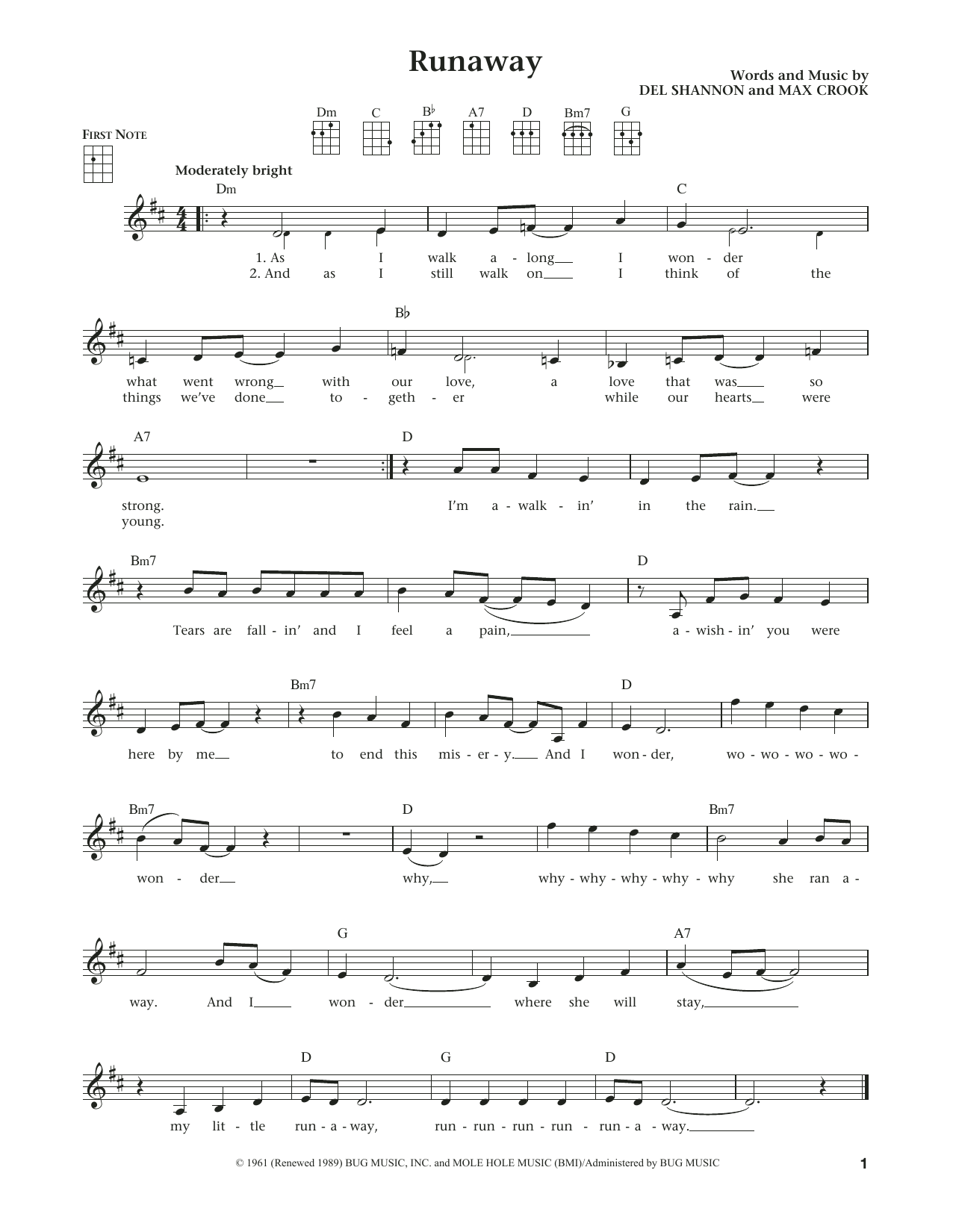 Del Shannon Runaway (from The Daily Ukulele) (arr. Liz and Jim Beloff) sheet music notes and chords. Download Printable PDF.