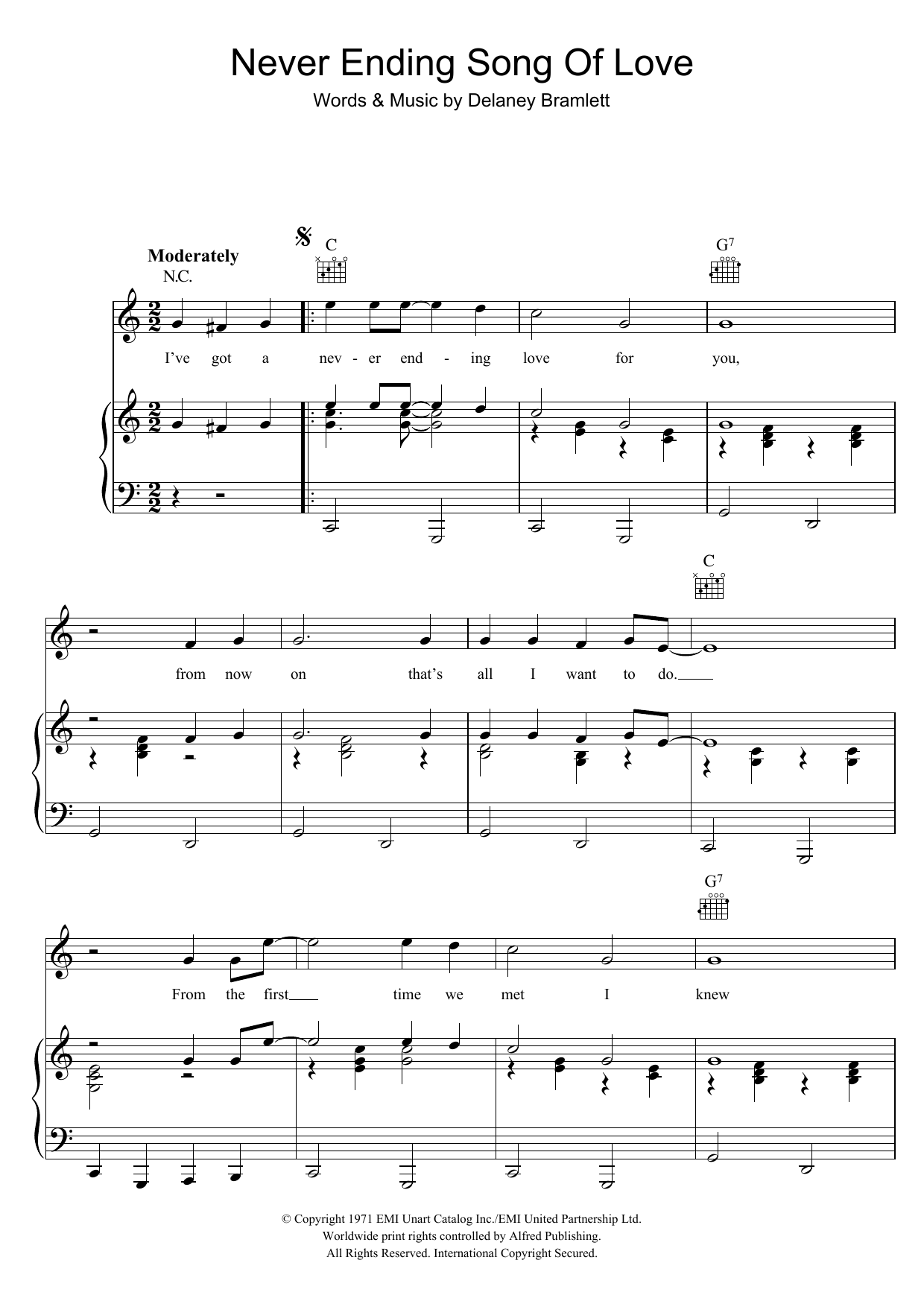 Delaney & Bonnie Never Ending Song Of Love sheet music notes and chords. Download Printable PDF.