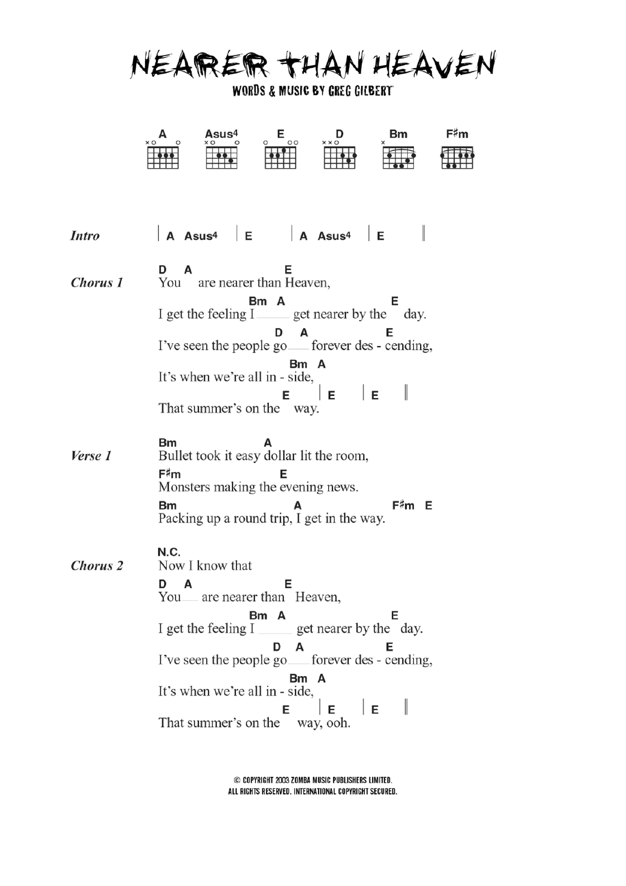 Delays Nearer Than Heaven sheet music notes and chords. Download Printable PDF.