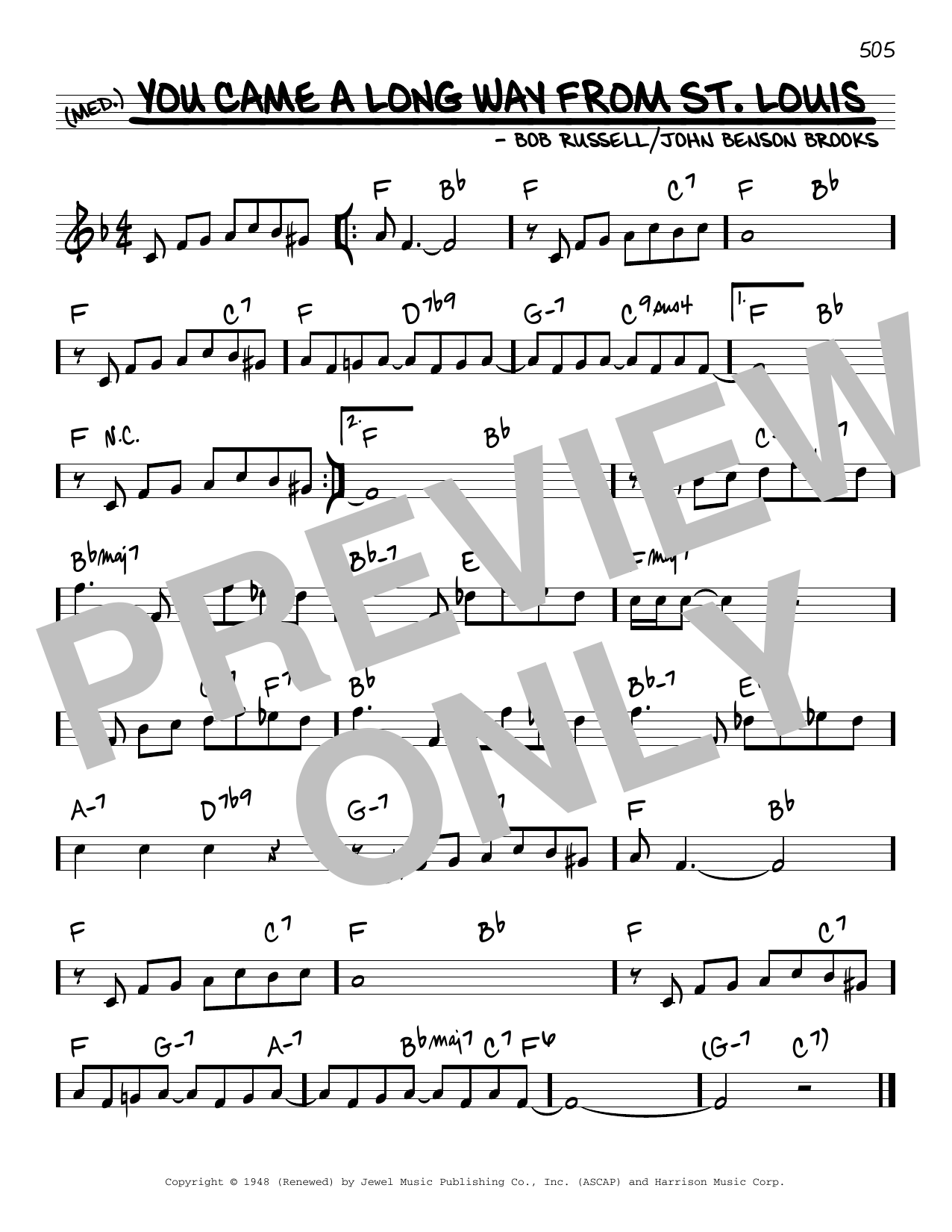 Learn to play Della Reese You Came A Long Way From St. Louis sheet music for Real Book – Melody & Chords in minutes. Price: 5.9900$ Della Reese You Came A Long Way From St. Louis sheet music notes and chords arranged for Real Book – Melody & Chords