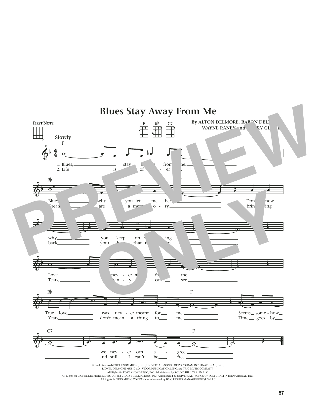 Delmore Brothers Blues Stay Away From Me (from The Daily Ukulele) (arr. Jim Beloff) sheet music notes and chords. Download Printable PDF.