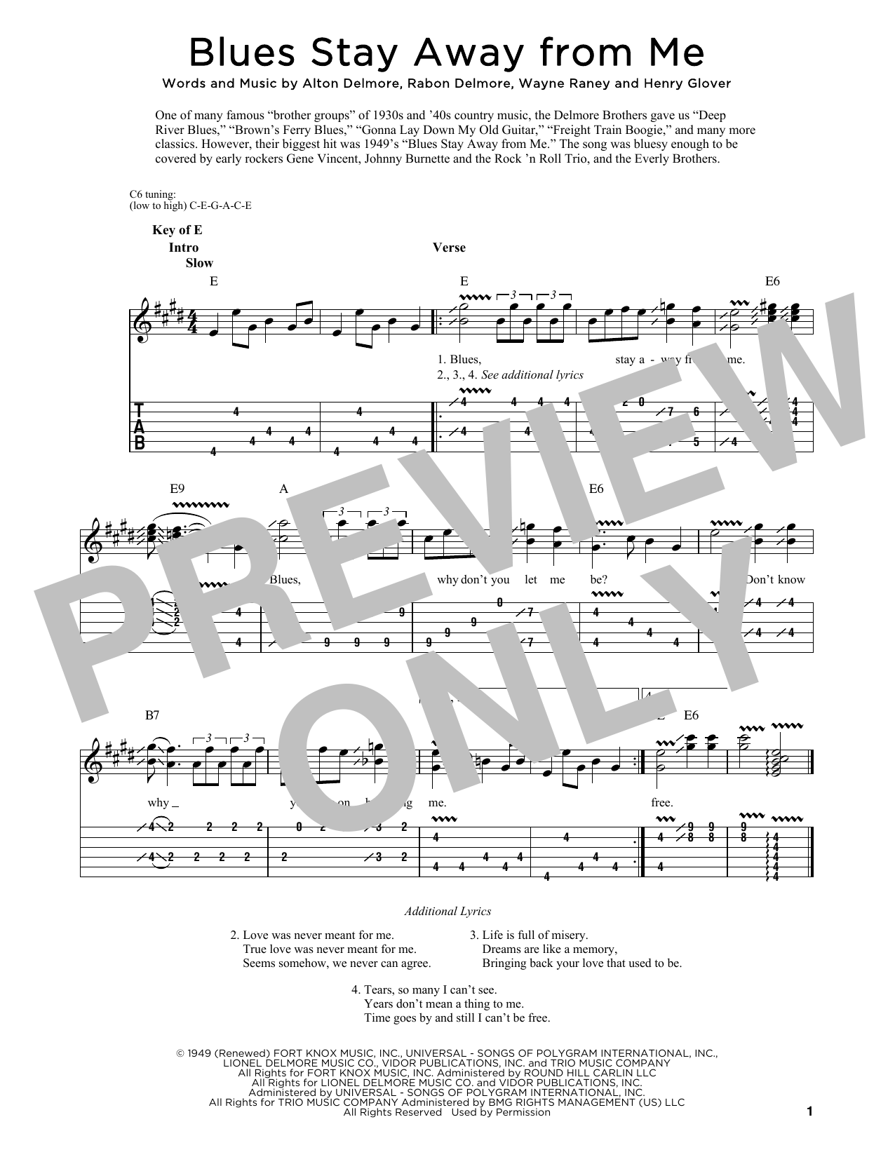 Delmore Brothers Blues Stay Away From Me sheet music notes and chords. Download Printable PDF.