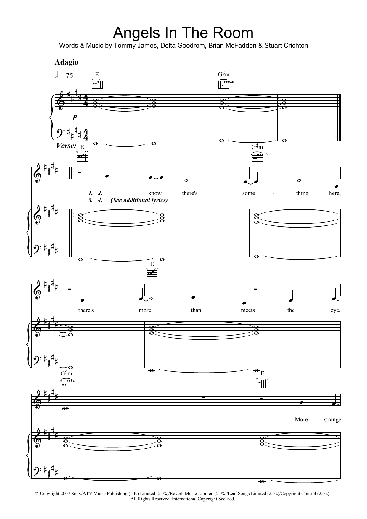 Delta Goodrem Angels In The Room sheet music notes and chords arranged for Piano, Vocal & Guitar Chords