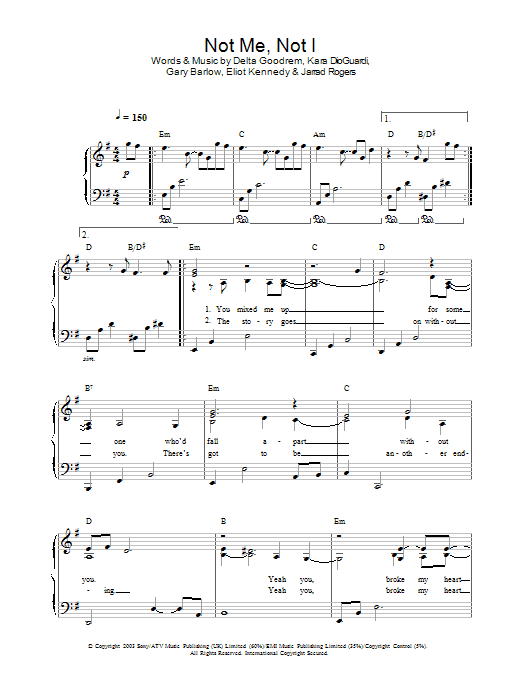 Learn to play Delta Goodrem Not Me, Not I sheet music for Piano Solo in minutes. Price: 7.8900$ Delta Goodrem Not Me, Not I sheet music notes and chords arranged for Piano Solo