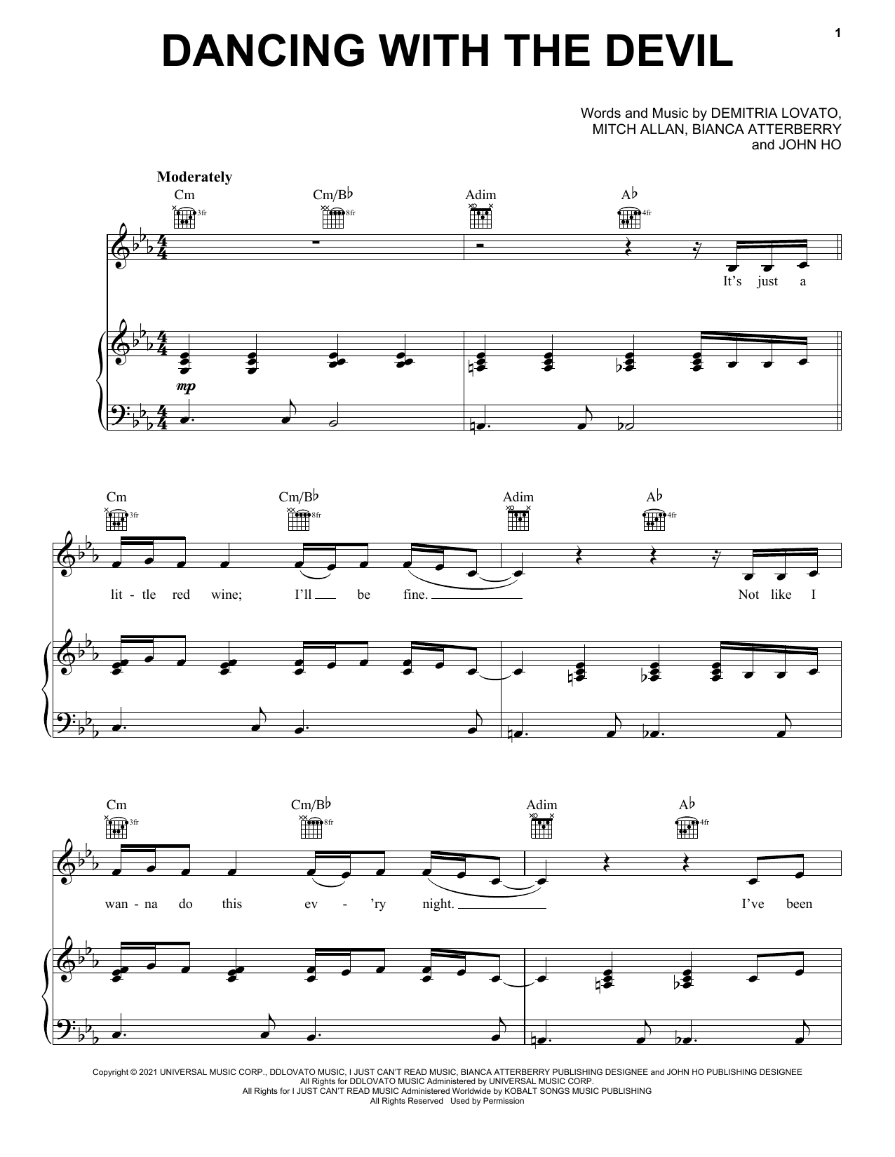 Demi Lovato Dancing With The Devil sheet music notes and chords. Download Printable PDF.