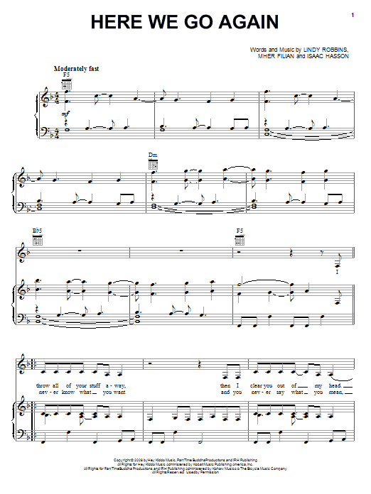 Demi Lovato Here We Go Again sheet music notes and chords. Download Printable PDF.