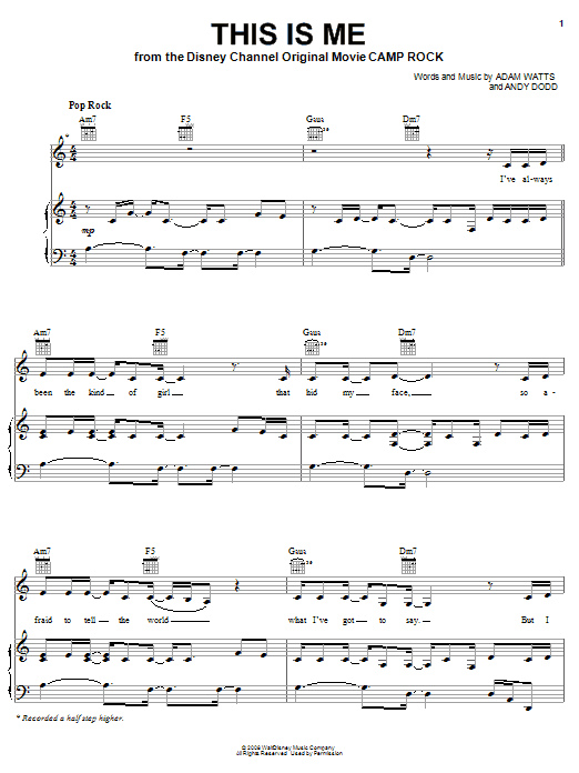 Demi Lovato This Is Me sheet music notes and chords. Download Printable PDF.